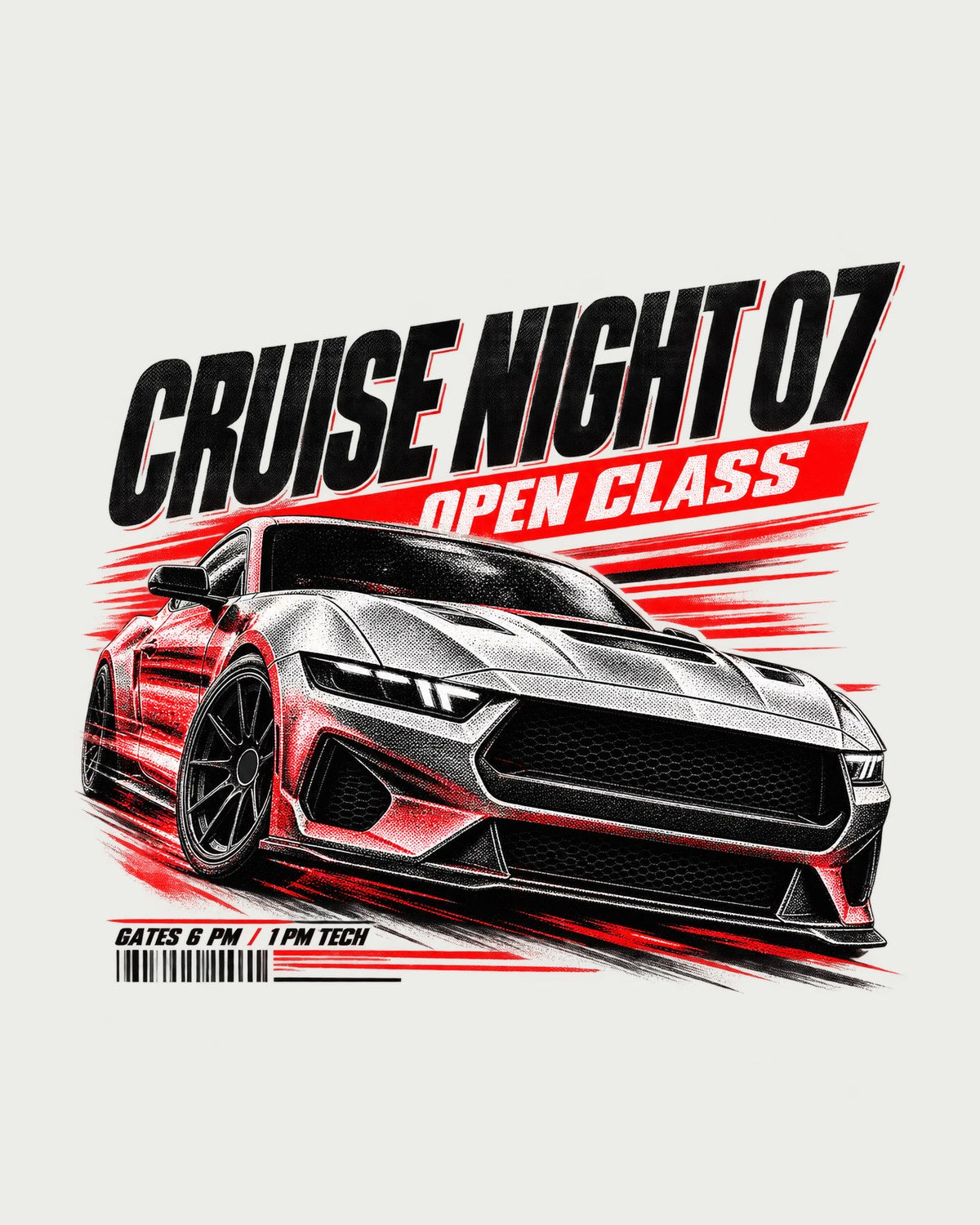 Ford Mustang S650 GT Cruise Night Open Class Race Poster Shirt design only