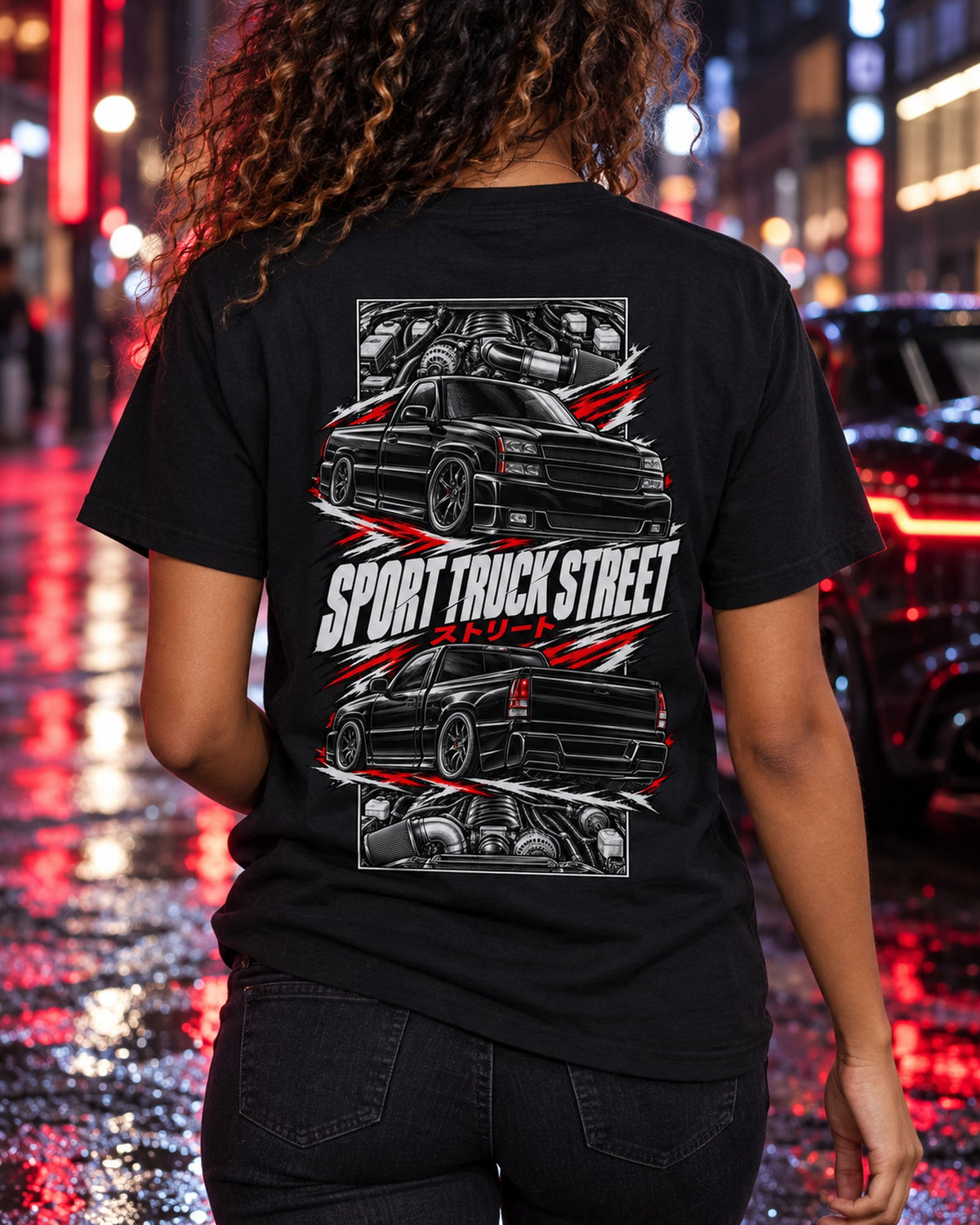 Chevy Silverado SS Torn Poster Full-Back Graphic Tee T-Shirt Black worn hero