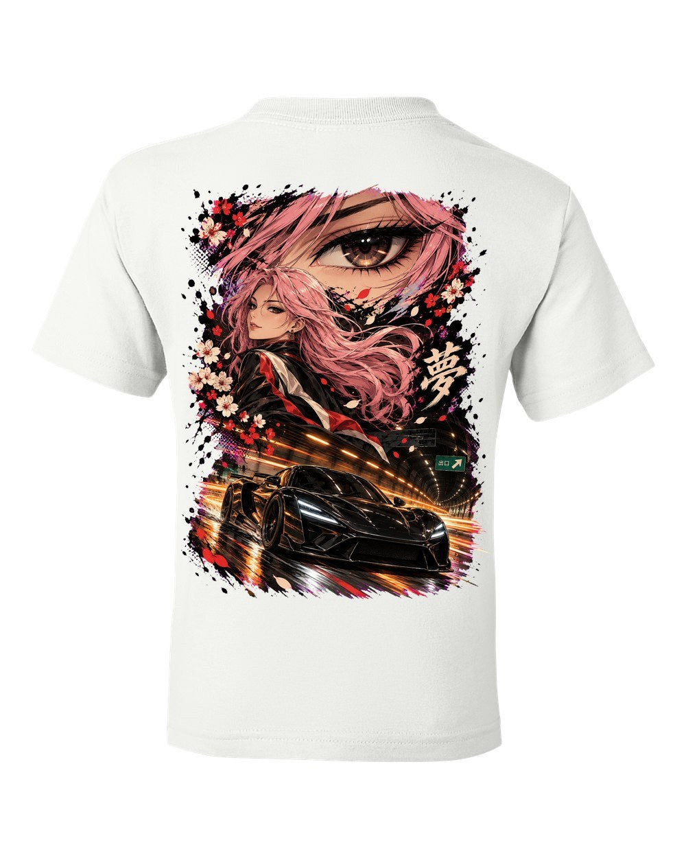 Rimac Nevera Anime Girl Kids Tee White back
