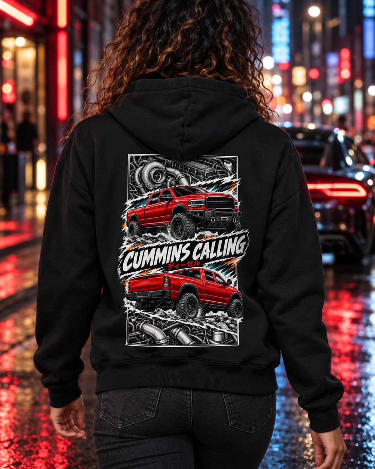 RAM Cummins Torn Poster Full-Back Graphic Tee Zip Hoodie Black worn hero