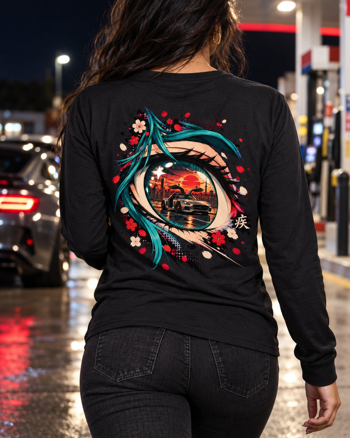 Mercedes-Benz SLS AMG Anime Girl Shirt, Hoodie & More Long Sleeve Black worn hero