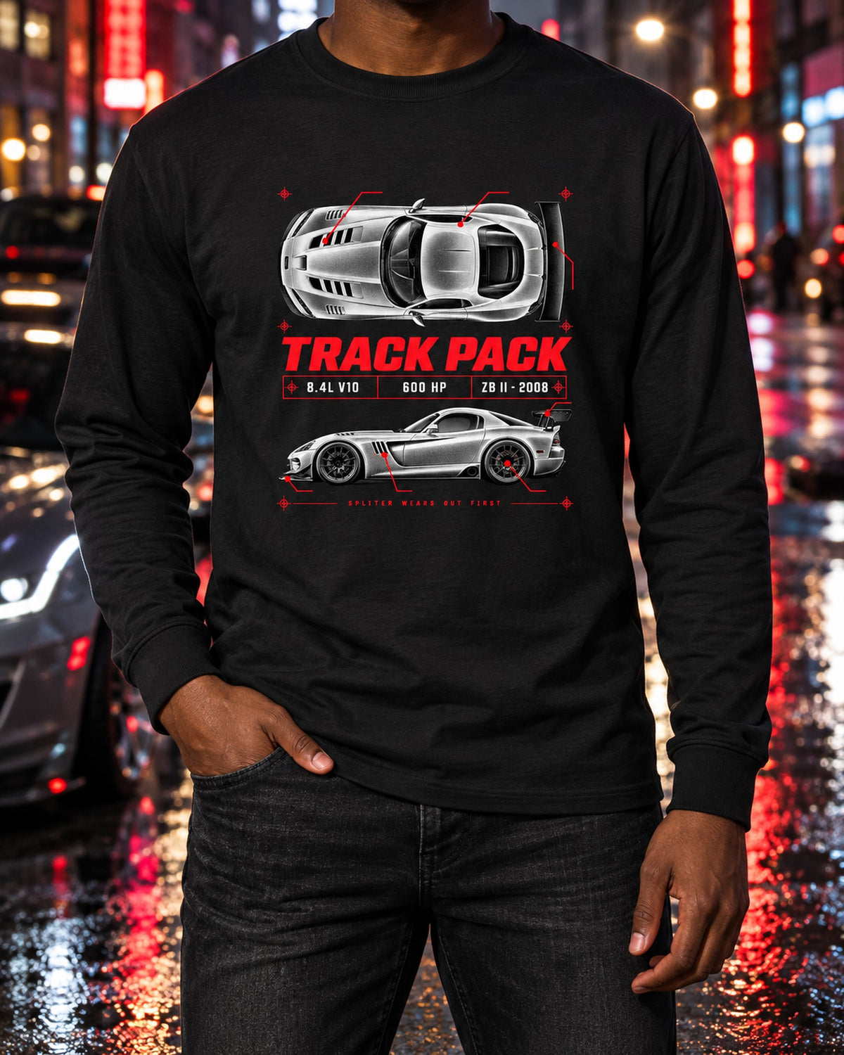 2008 Dodge Viper ACR ZB II Track Pack Spec Poster Shirt Long Sleeve Black worn hero
