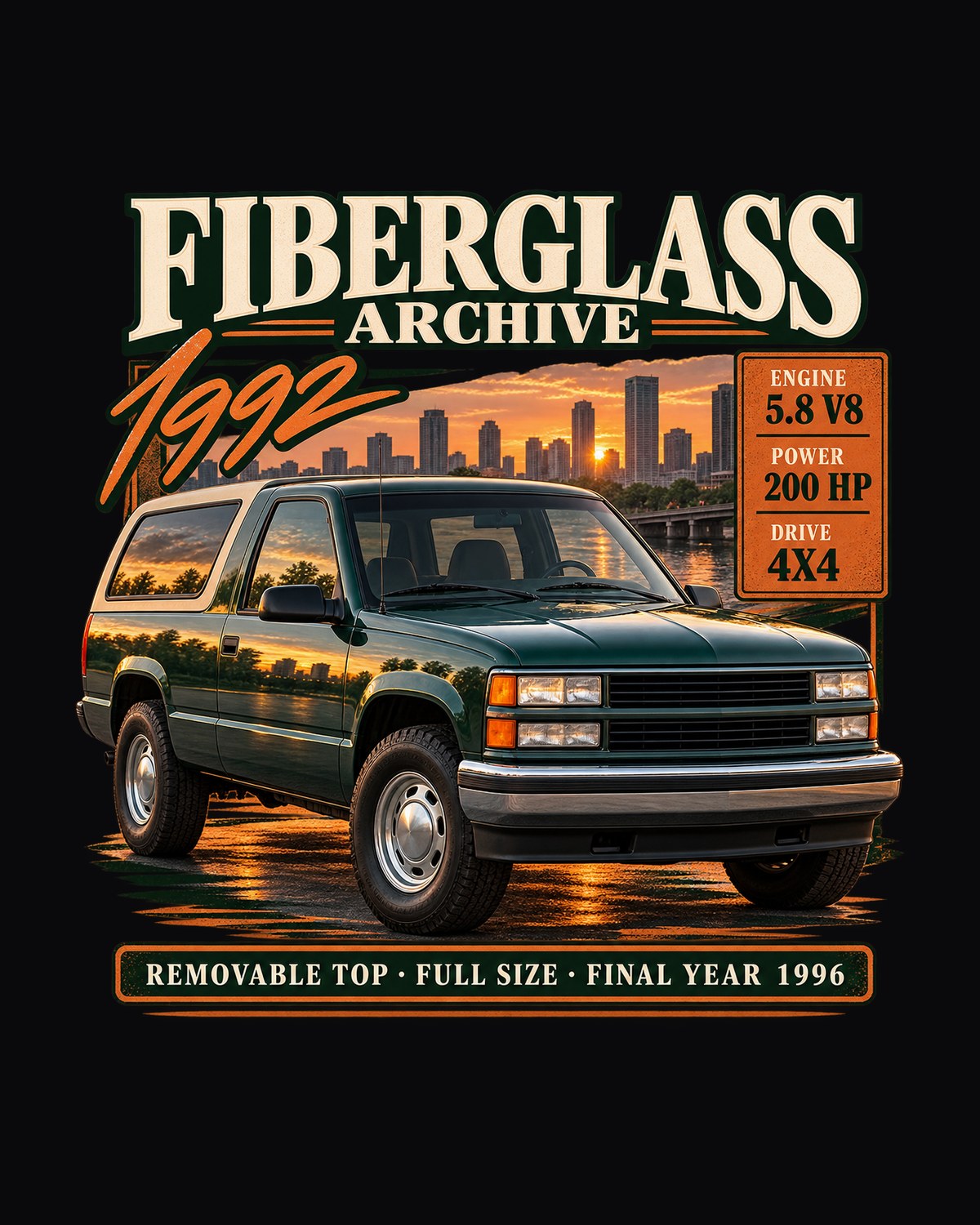 1992-96 Ford Bronco OBS Fiberglass Archive Shirt, Final Year design only