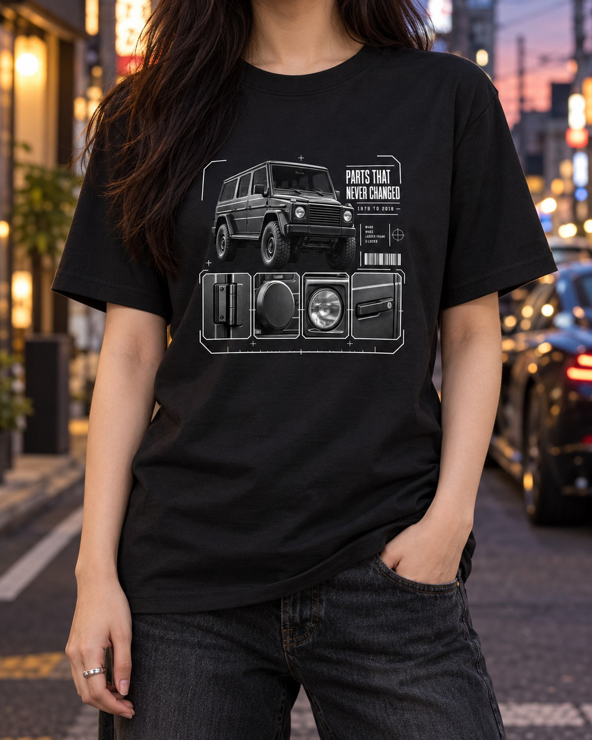 Mercedes G-Class W463 Parts That Never Changed Dossier Tee T-Shirt Black worn hero