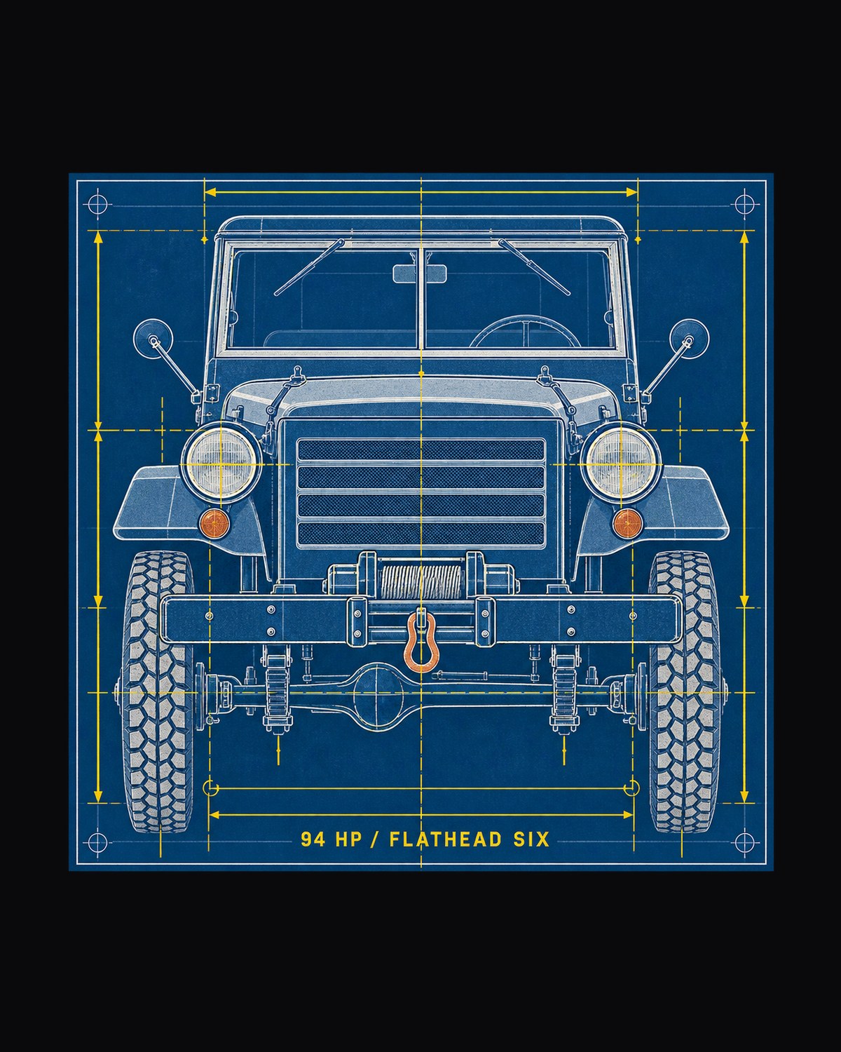 Dodge Power Wagon WM300 Flat Fender Cyanotype Grille Shirt design only