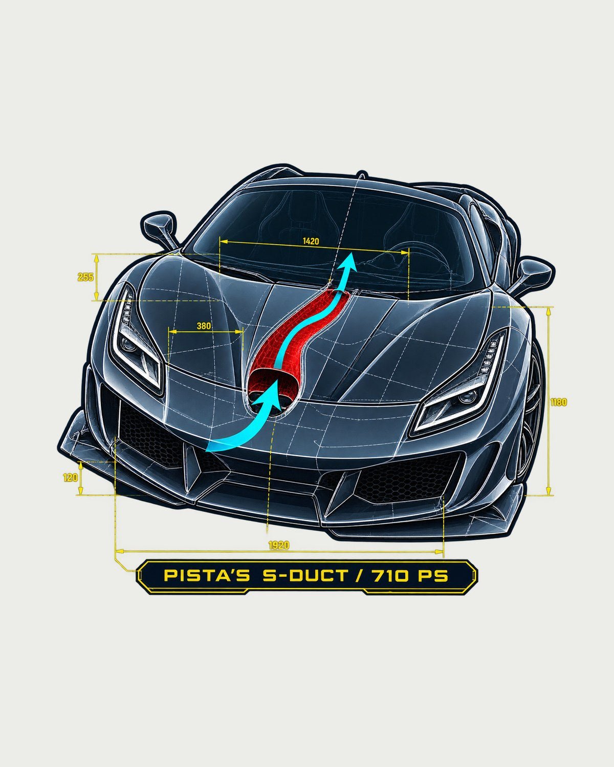 S-Duct Blueprint Tee for Ferrari F8 Tributo Owners design only