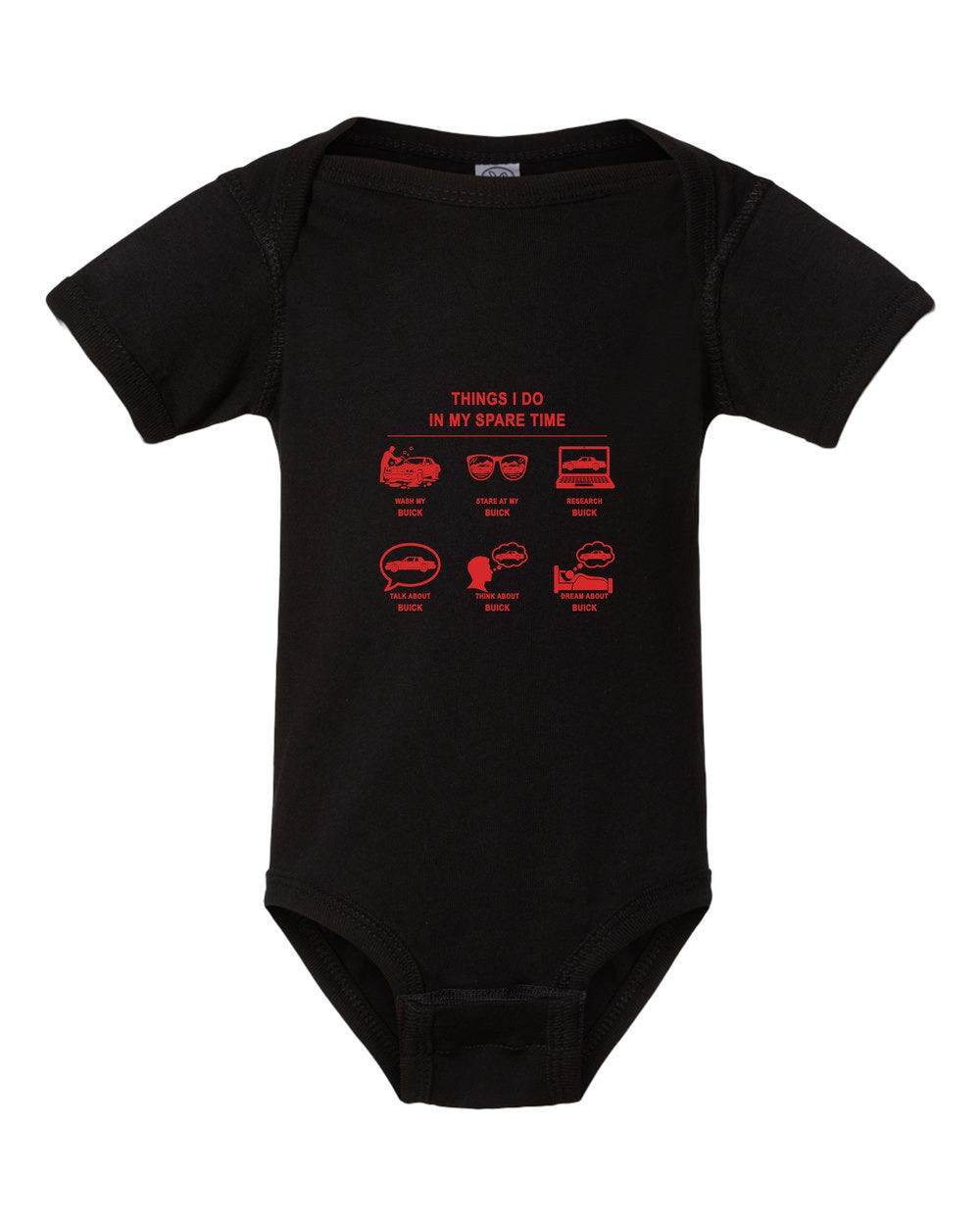 Buick Things I Do Baby Onesie Black front
