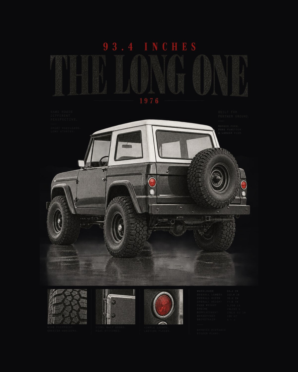 Jeep CJ-7 93.4 Inch Wheelbase Editorial Shirt, 1976-1986 design only