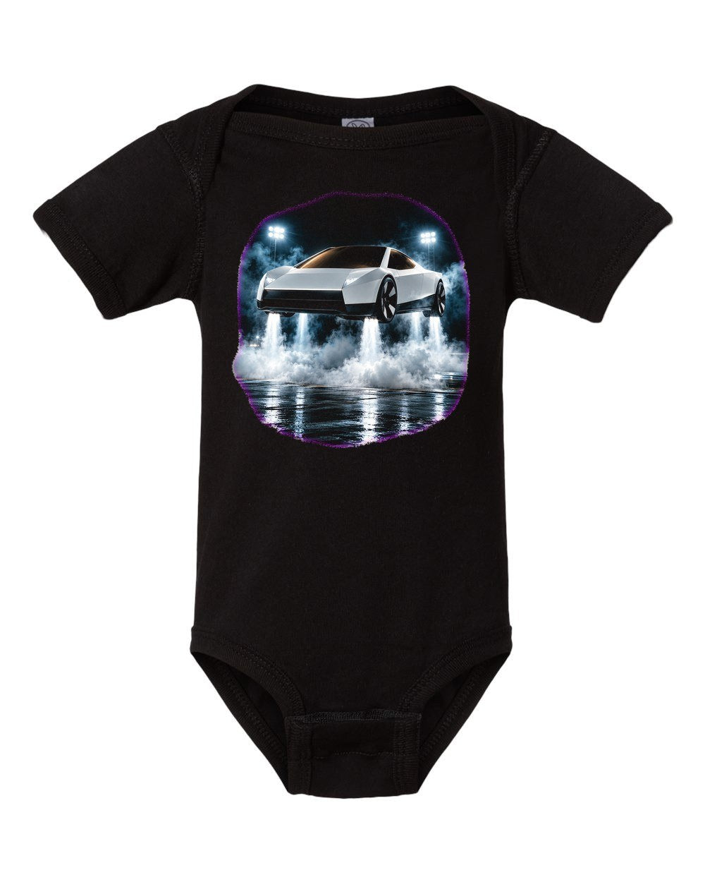 Tesla Roadster Hover Pad Baby Onesie Black front