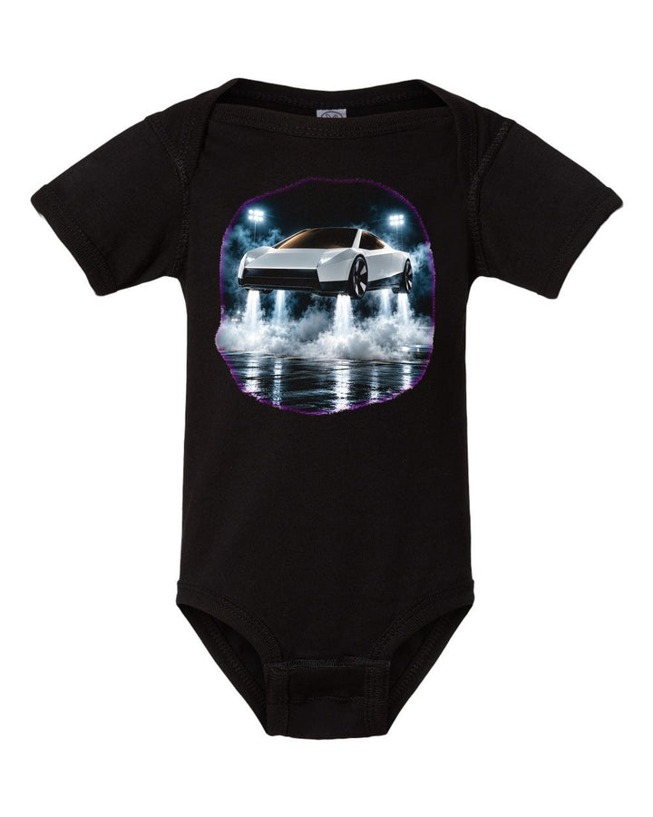 Tesla Roadster Hover Pad Baby Onesie Black front