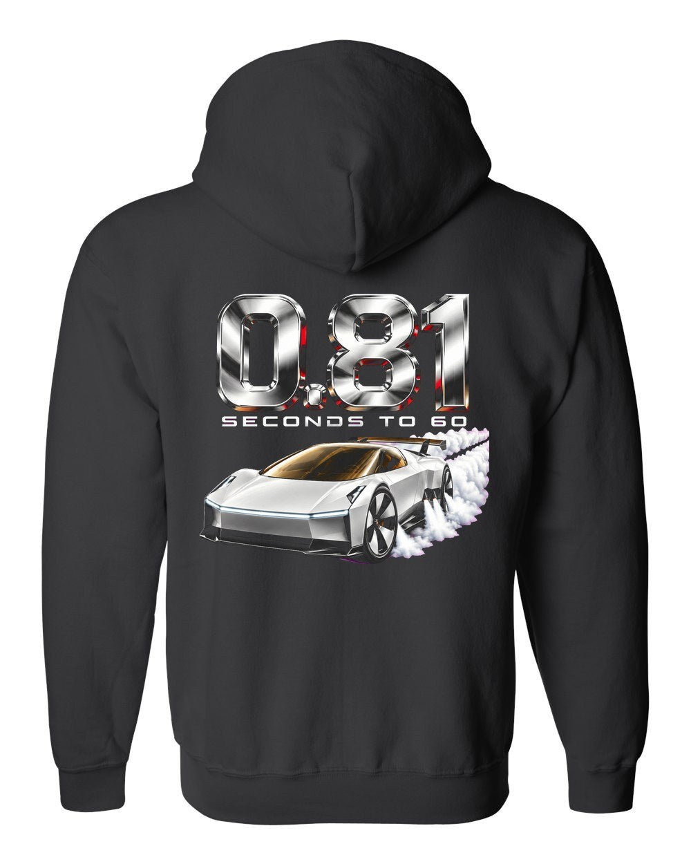 Tesla Roadster 0.81 Zip Hoodie Black back