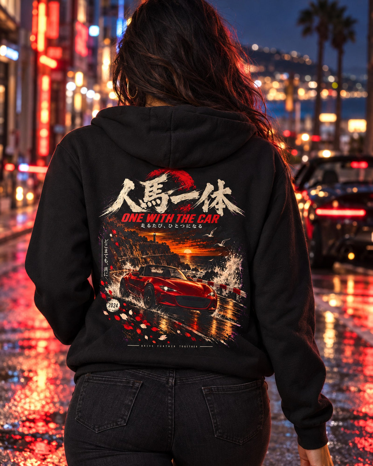 Mazda MX-5 ND One With The Car Shirt, Hoodie & More Zip Hoodie Black worn hero