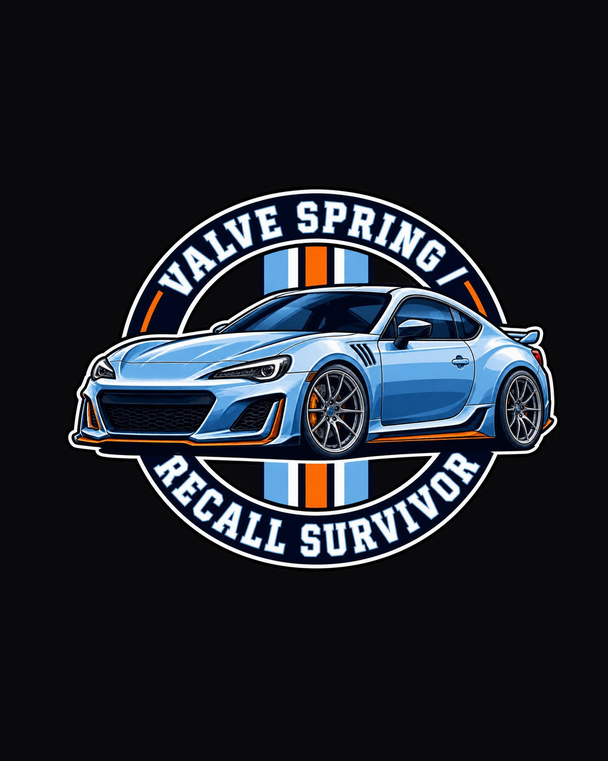 BRZ ZC6 Round Varsity Crest Tee, Valve Spring Recall design only