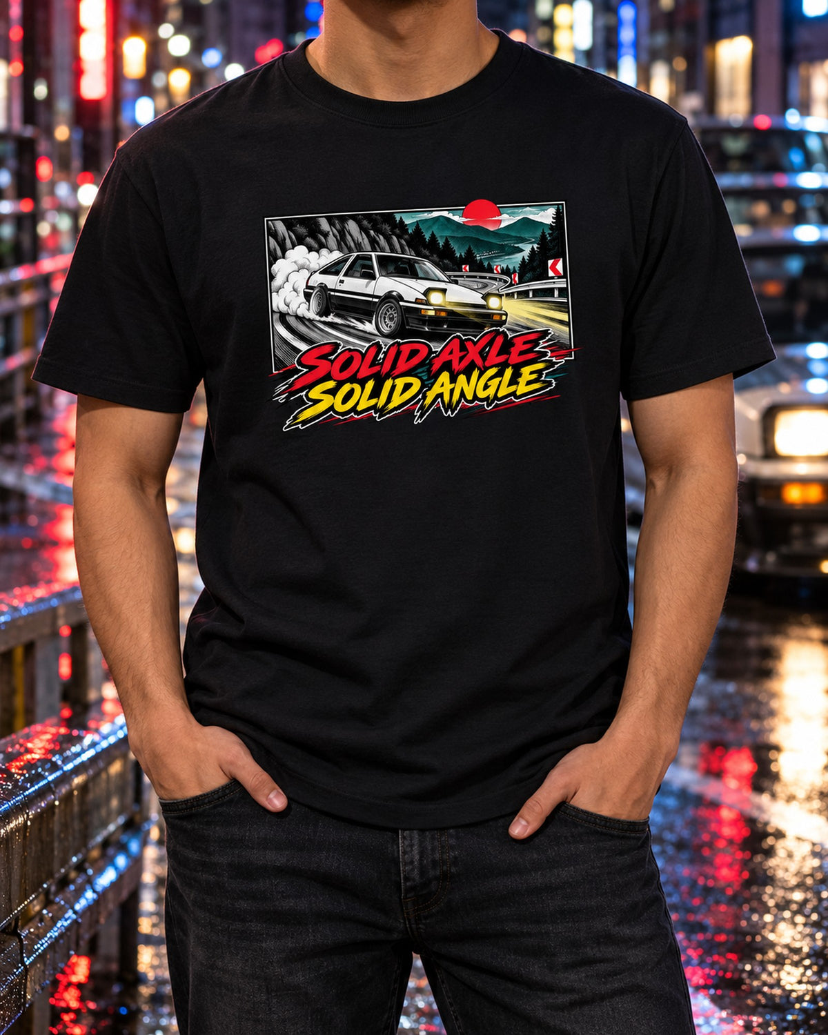 AE86 Sprinter Trueno Drift Halftone Manga Panel Shirt T-Shirt Black worn hero