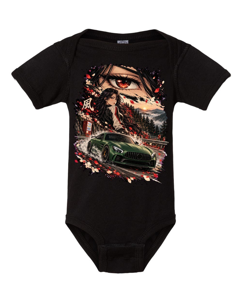 Mercedes-AMG GT R Anime Girl Baby Onesie Black front