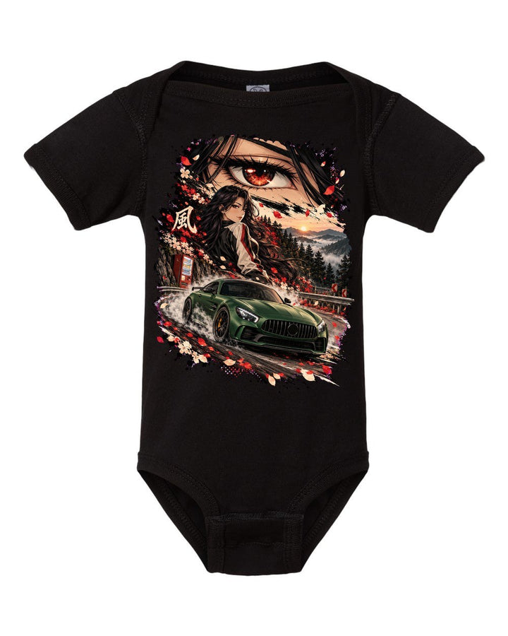 Mercedes-AMG GT R Anime Girl Baby Onesie Black front