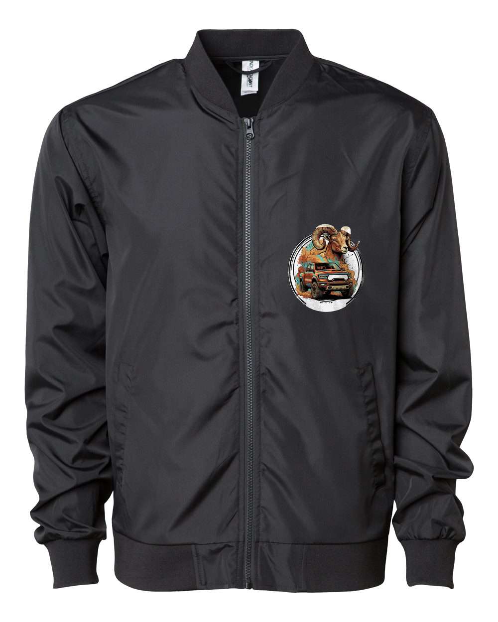 Ram TRX Bighorn Bomber Jacket — Black front emblem