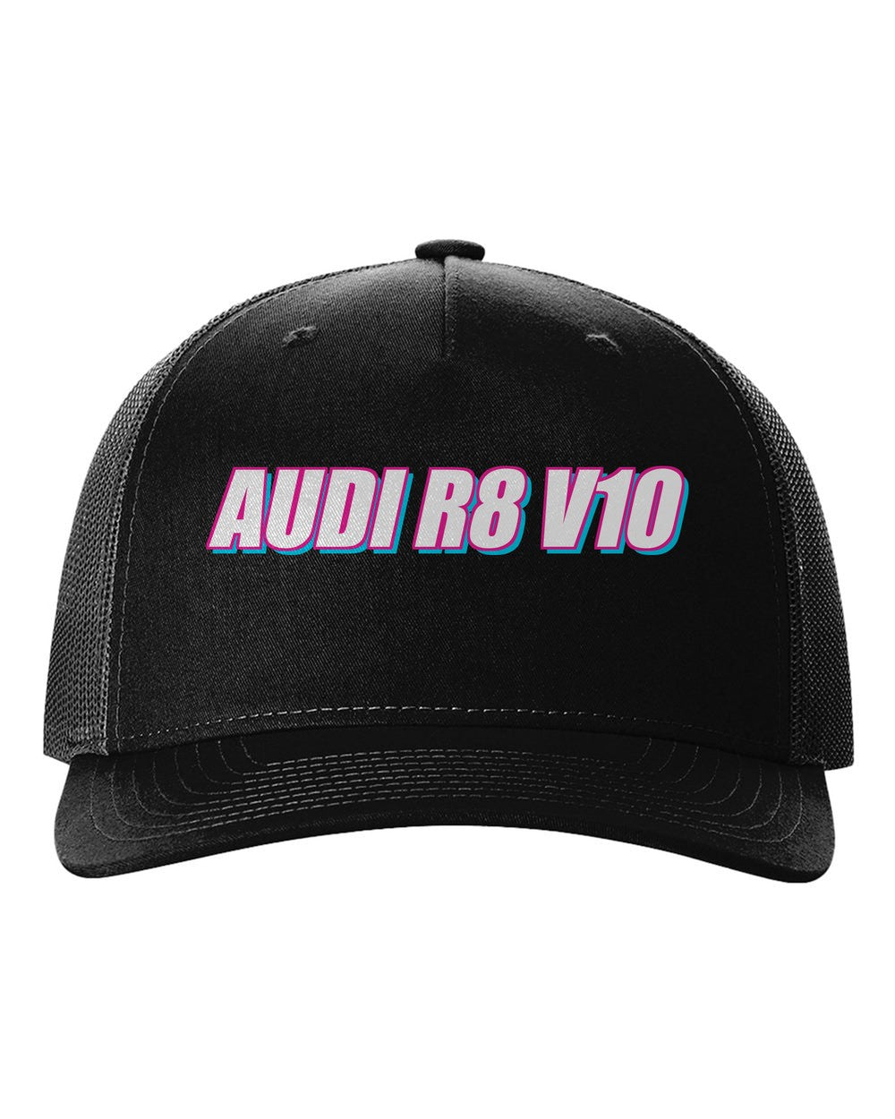 black hat front view with car name