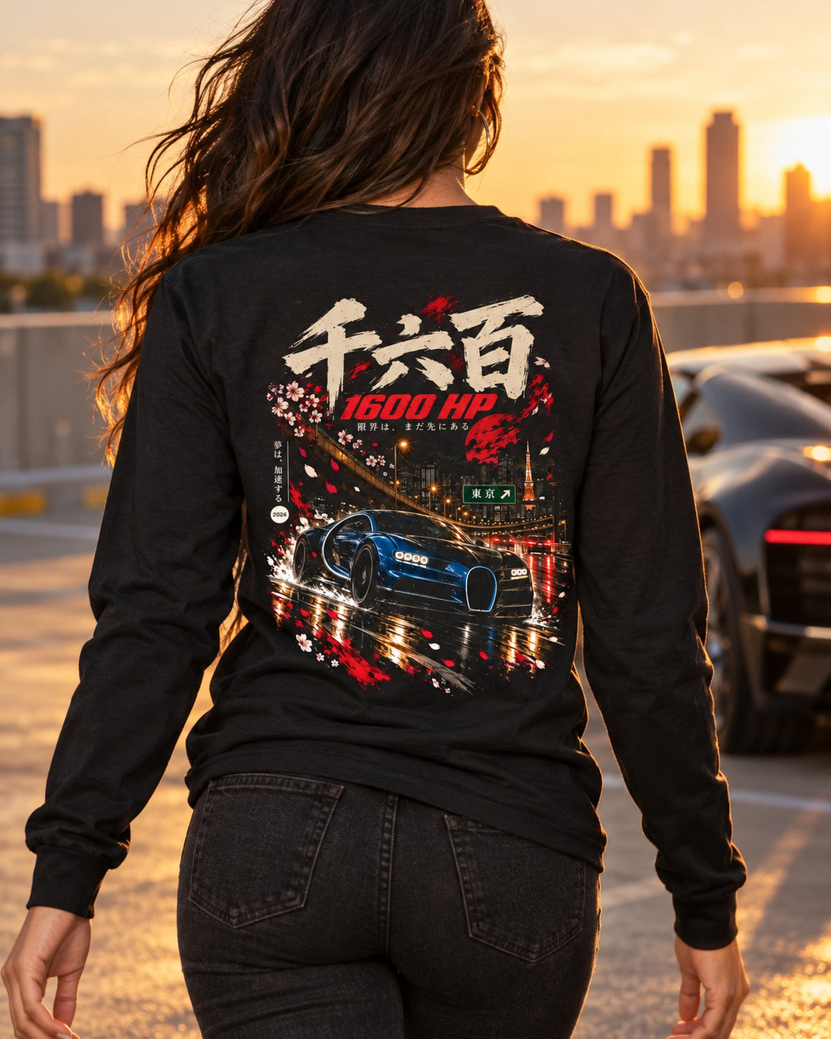 Bugatti Chiron 1600 HP Shirt, Hoodie & More Long Sleeve Black worn hero