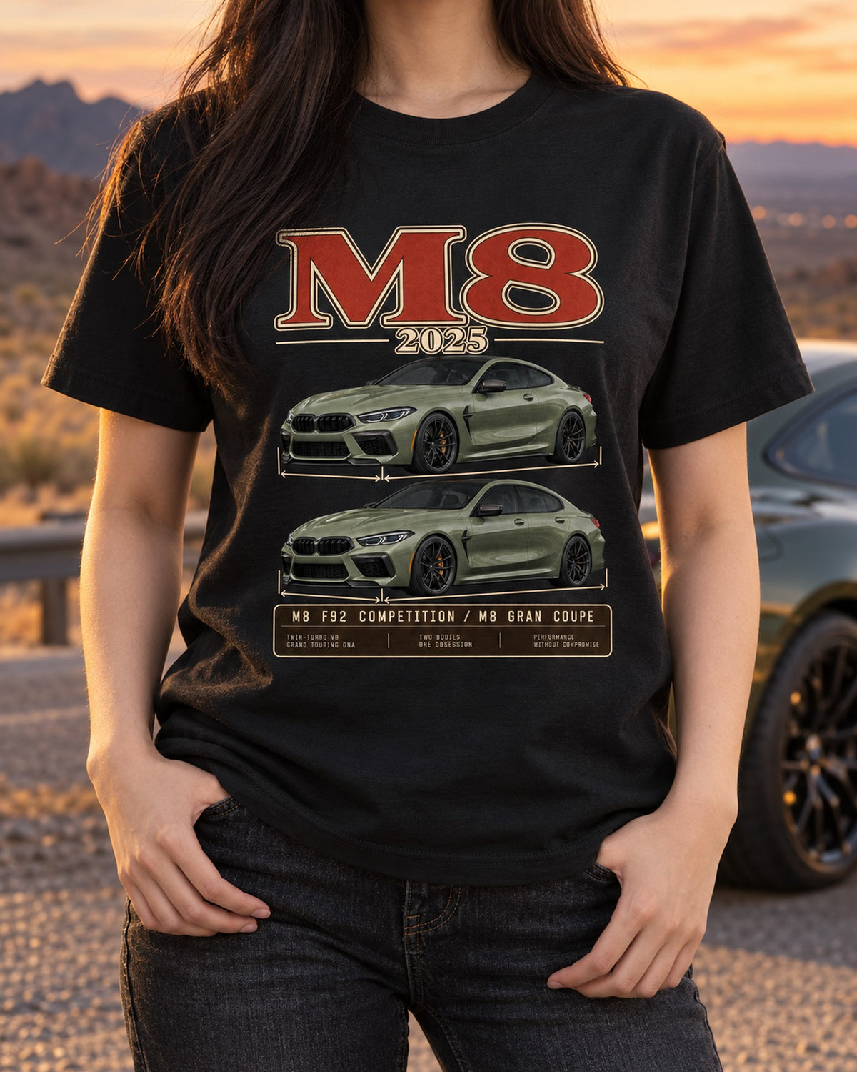 BMW M5 Touring G90 2025 Archive Plate Tee, Wagon Fan T-Shirt Black worn hero
