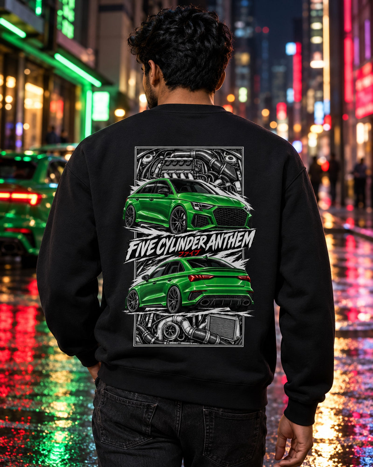 Audi Rs3 Torn Poster Full-Back Graphic Tee Crewneck Black worn hero
