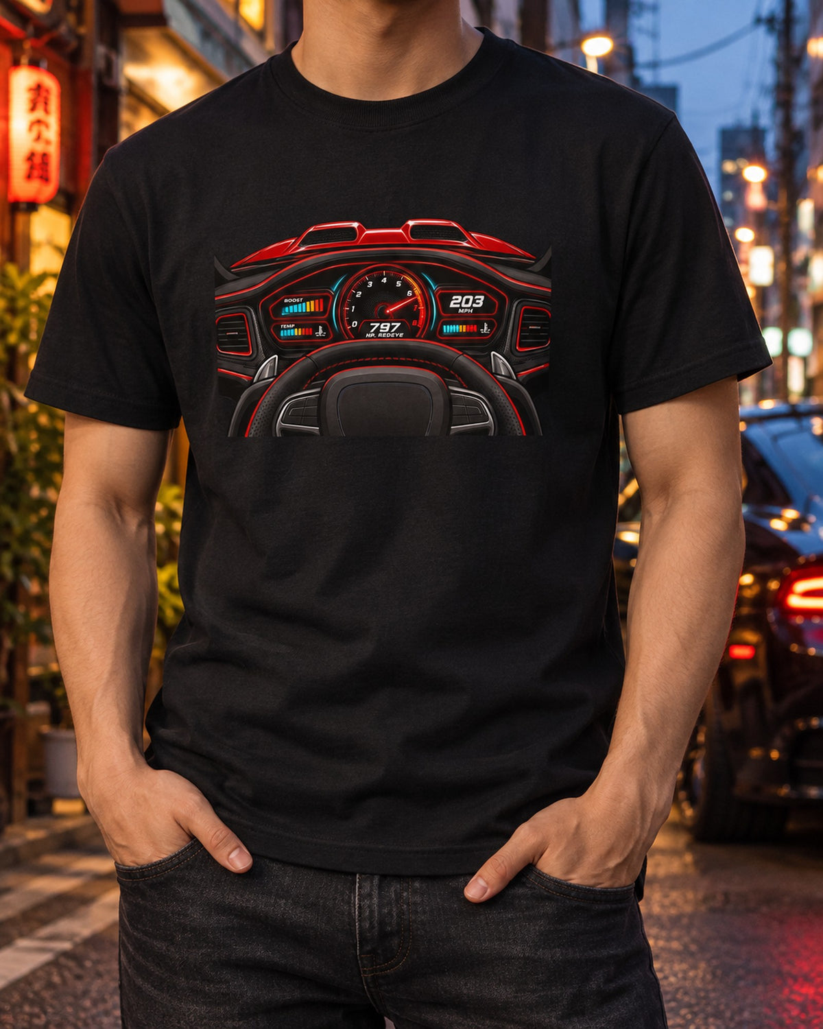 1969 Dodge Charger Daytona Japanese Showa Catalogue Ad Tee T-Shirt Black worn hero