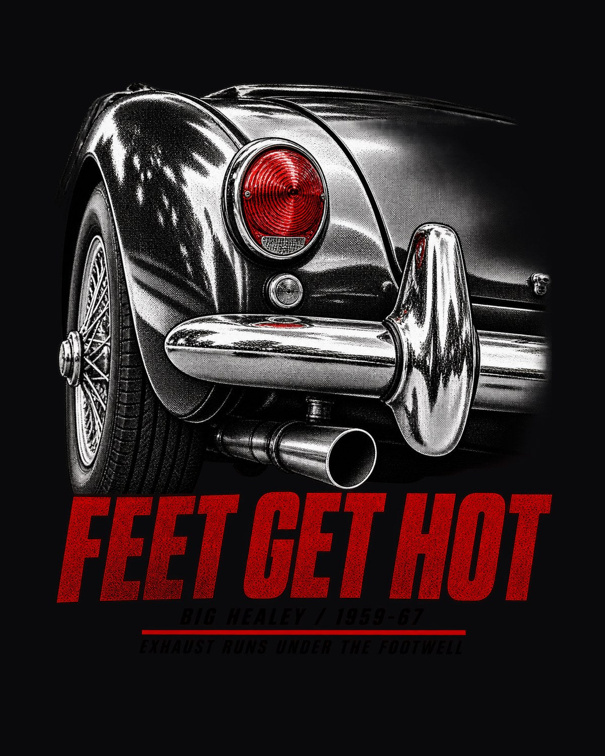 Austin-Healey 3000 Mk III BJ8 Taillight Shirt, Hot Feet Print design only