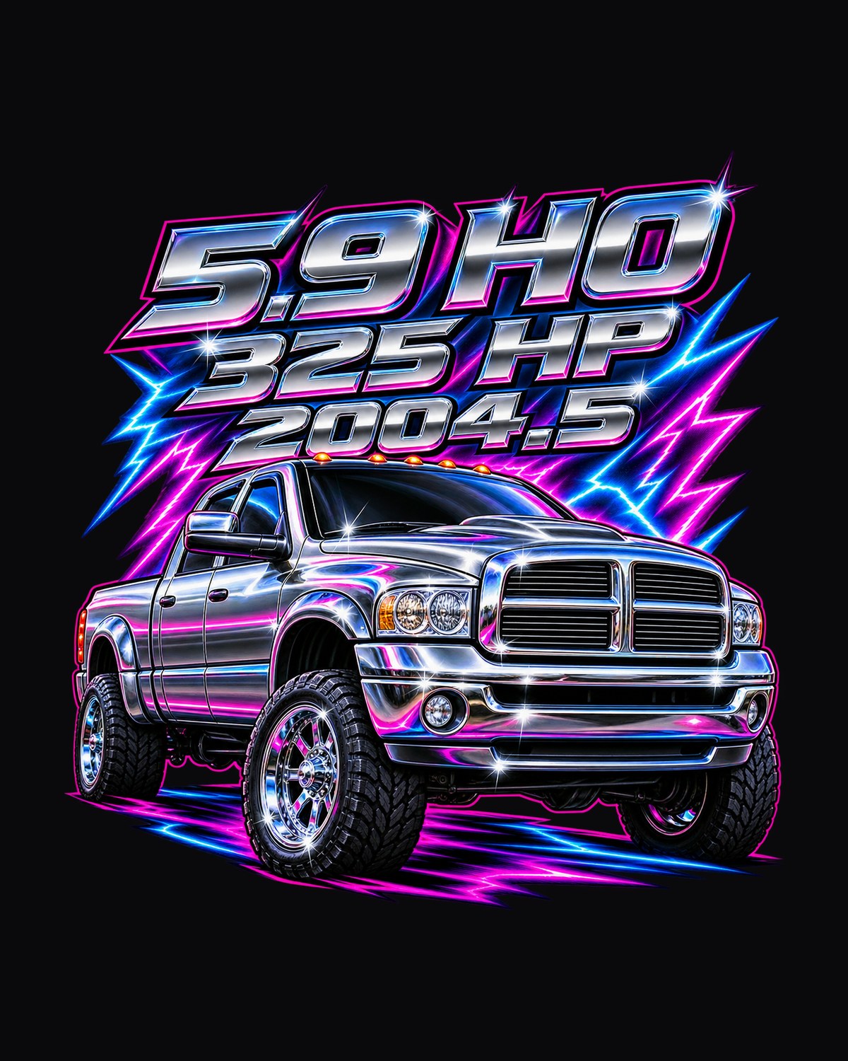 Chrome Airbrush Dodge Ram 2500 5.9 Cummins Shirt, Third Gen design only