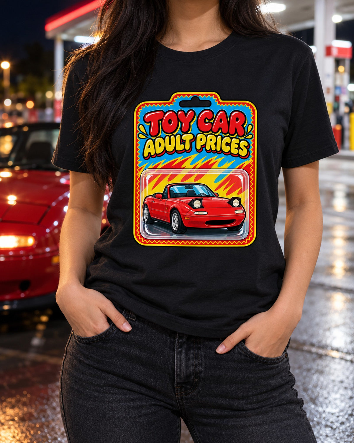 Mazda MX-5 NA Blister Card Toy Car Style Shirt, Car Gift T-Shirt Black worn hero