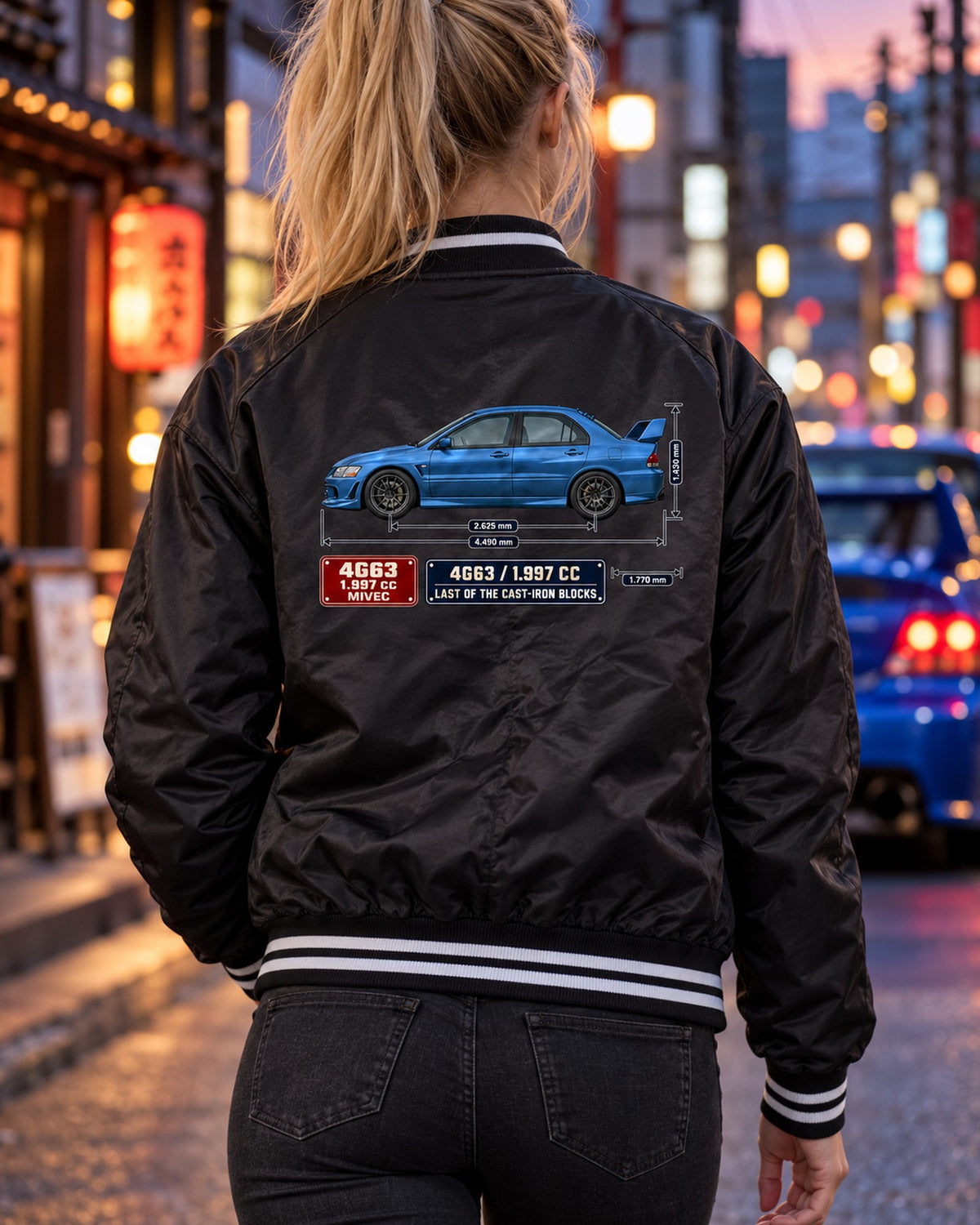 Lancer Evolution IX MR Blueprint Shirt, 4G63 Car Guy Gift Bomber Jacket Black worn hero