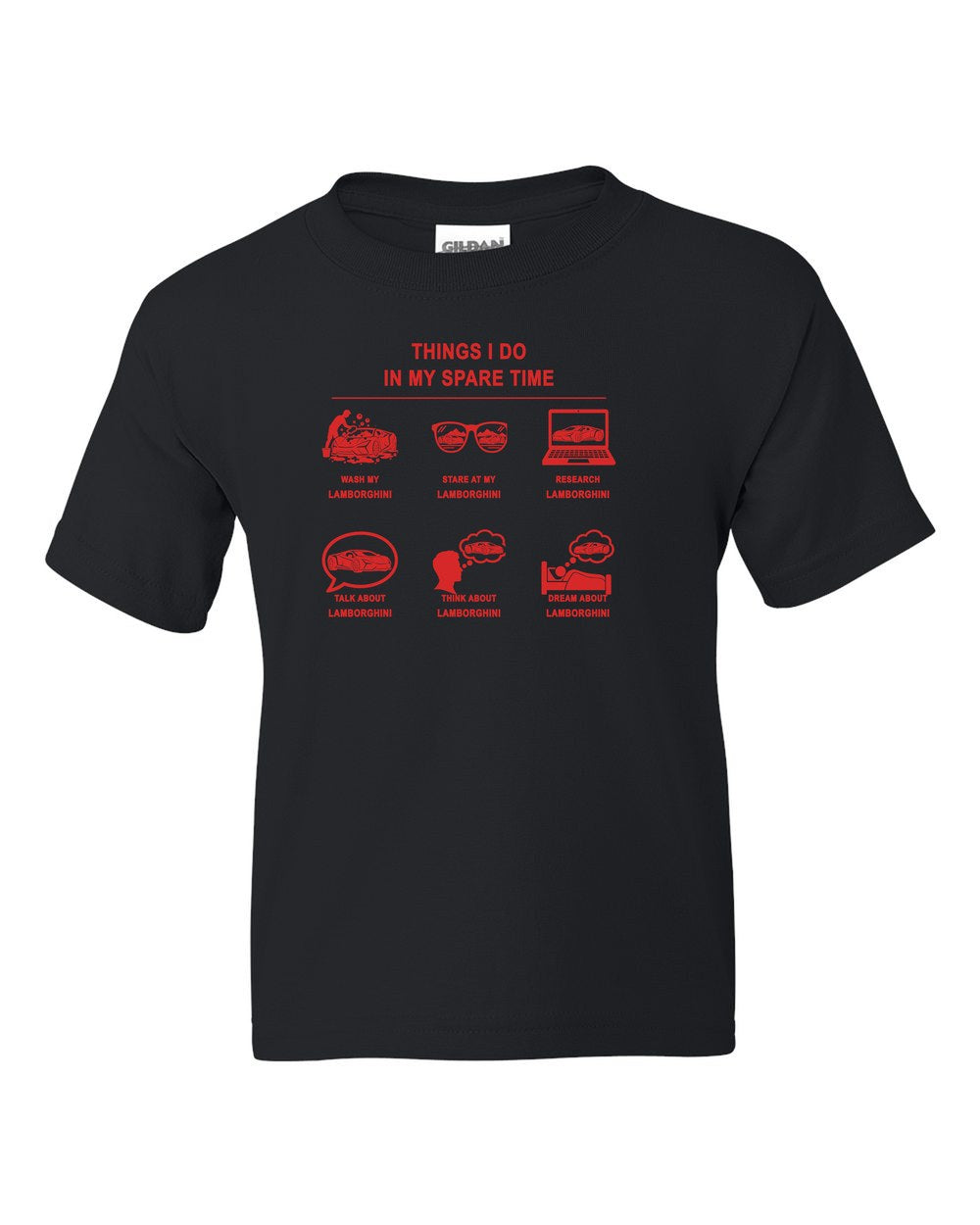 Lamborghini Things I Do Kids Tee Black front