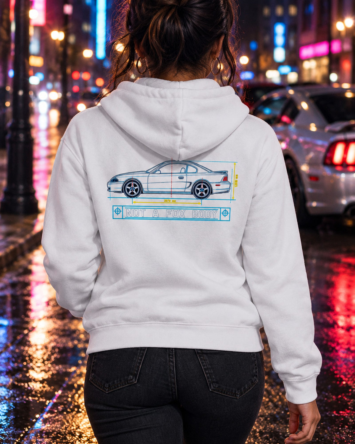 1994-98 SN95 Mustang Coupe Blueprint Shirt, Not A Fox Body Zip Hoodie White worn hero