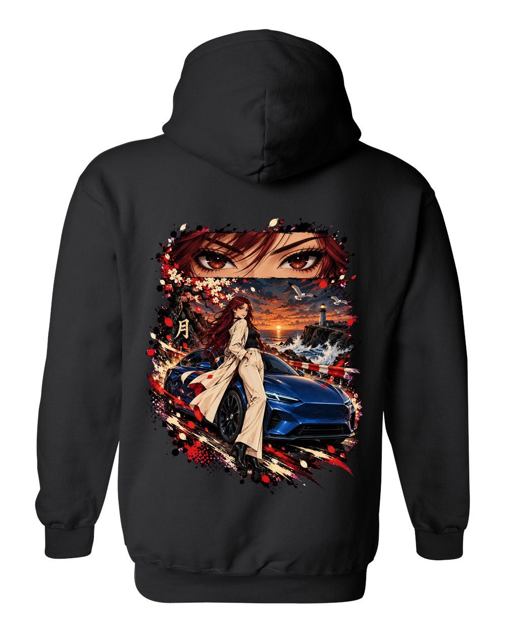 Lucid Air Sapphire Anime Girl Pull Over Hoodie Black back