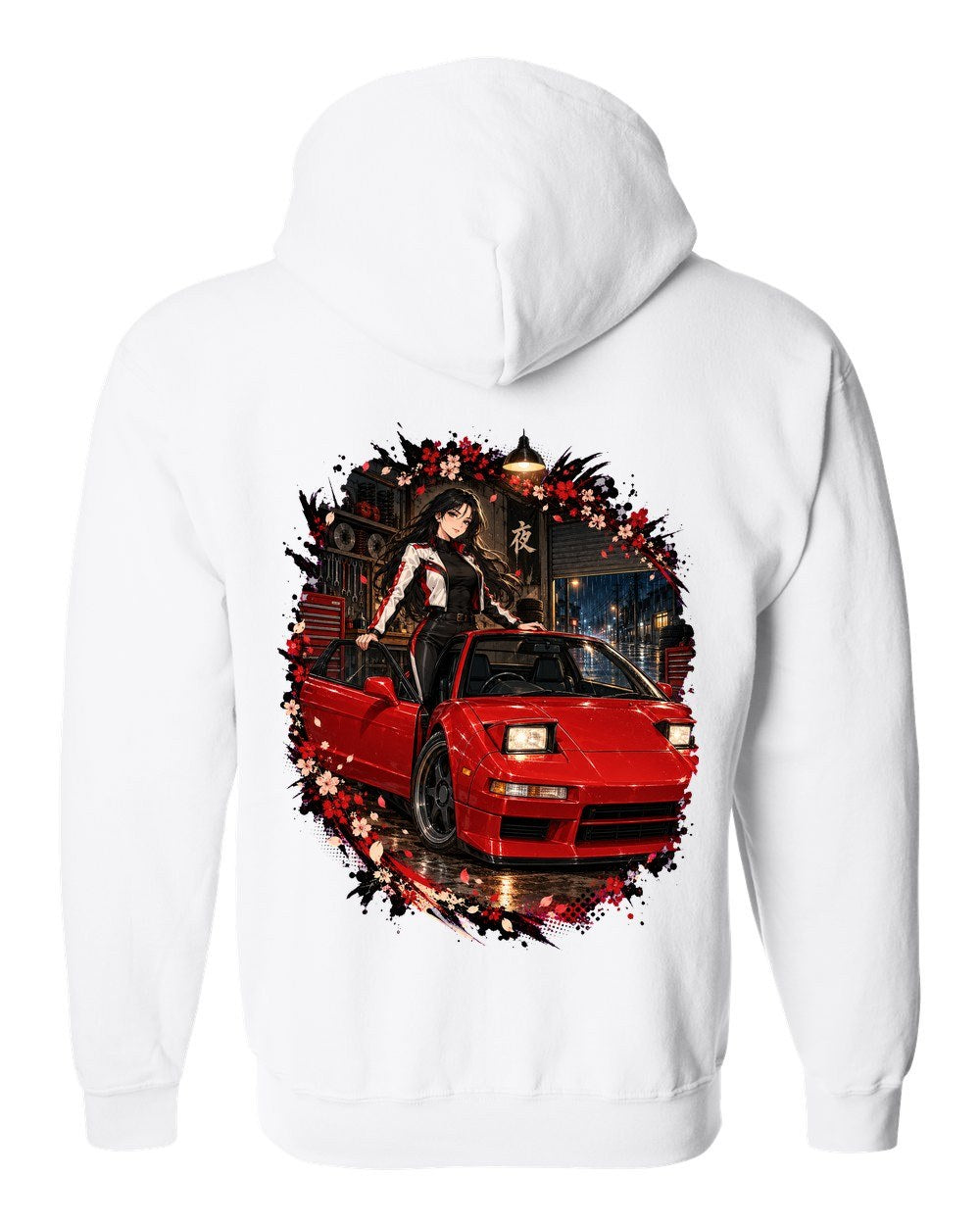Honda NSX NA1 Anime Girl Zip Hoodie White back