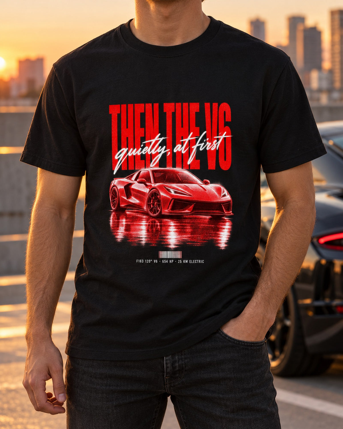 Ferrari 296 GTB F163 V6 Hybrid Street Poster Shirt, Car Gift T-Shirt Black worn hero