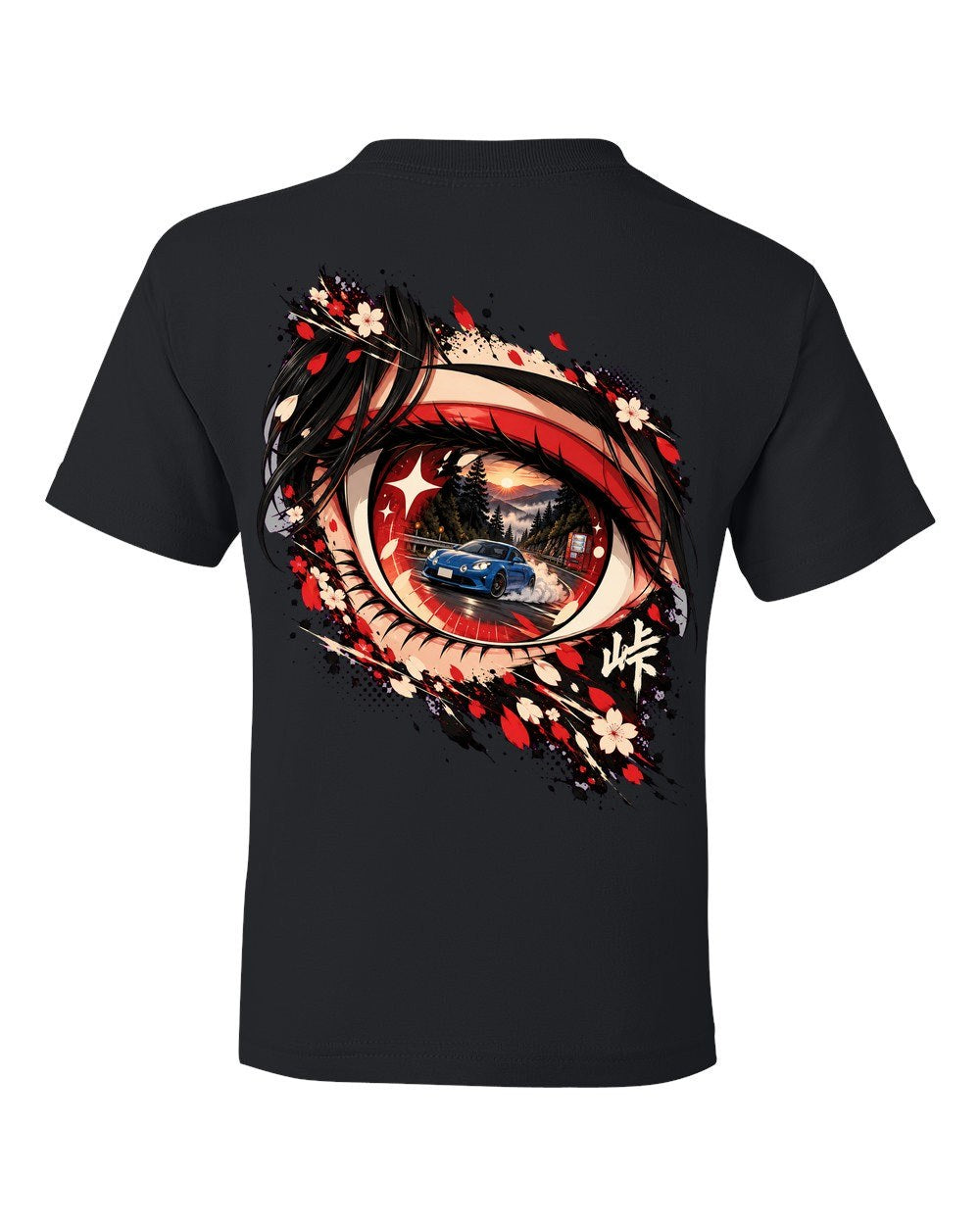 Alpine A110 Anime Girl Kids Tee Black back