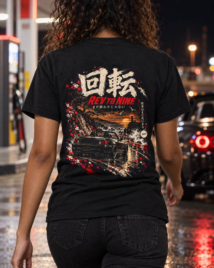 Honda S2000 Rev To Nine Shirt, Hoodie & More T-Shirt Black worn hero