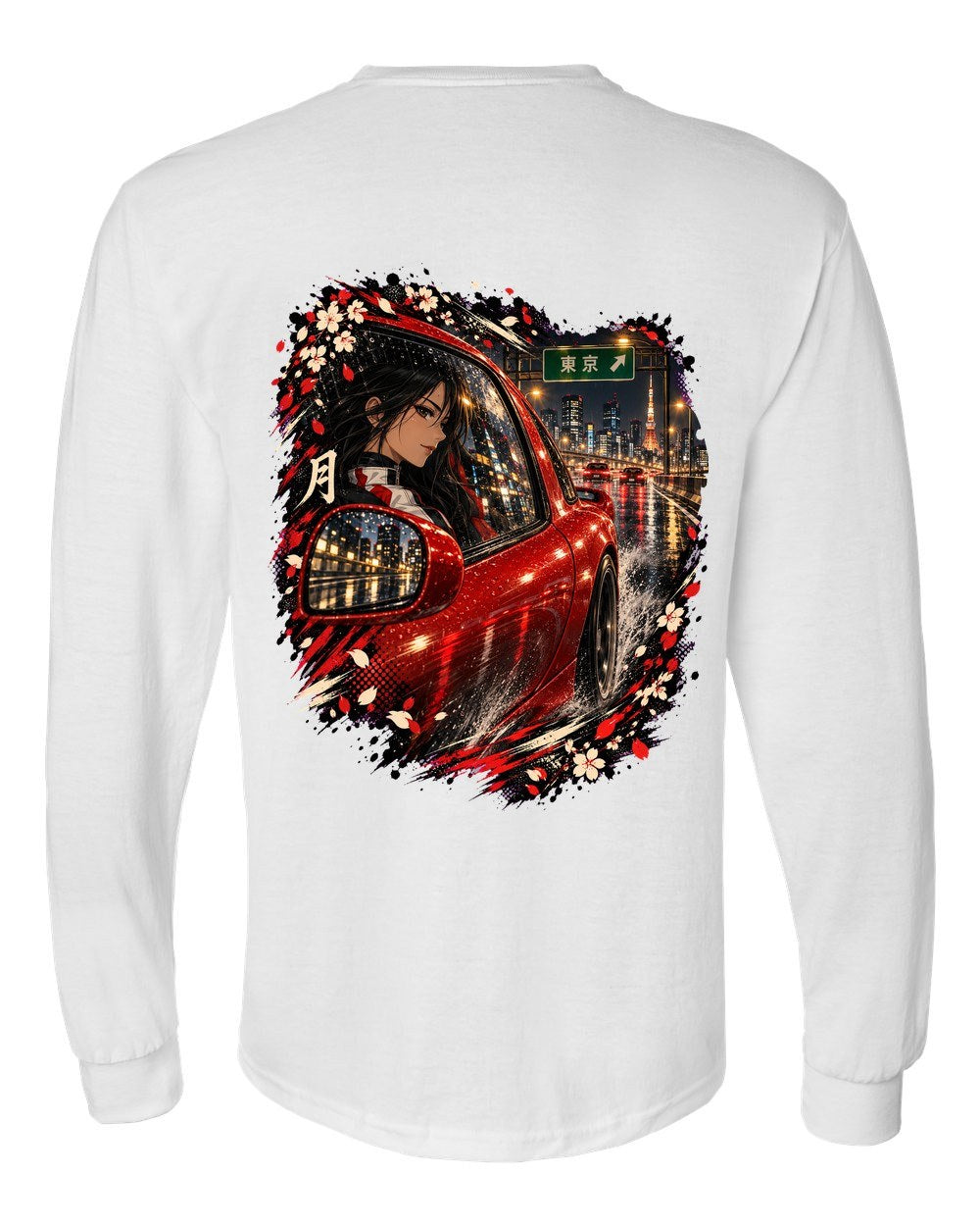 Mazda RX-7 FD Anime Girl Long Sleeve White back