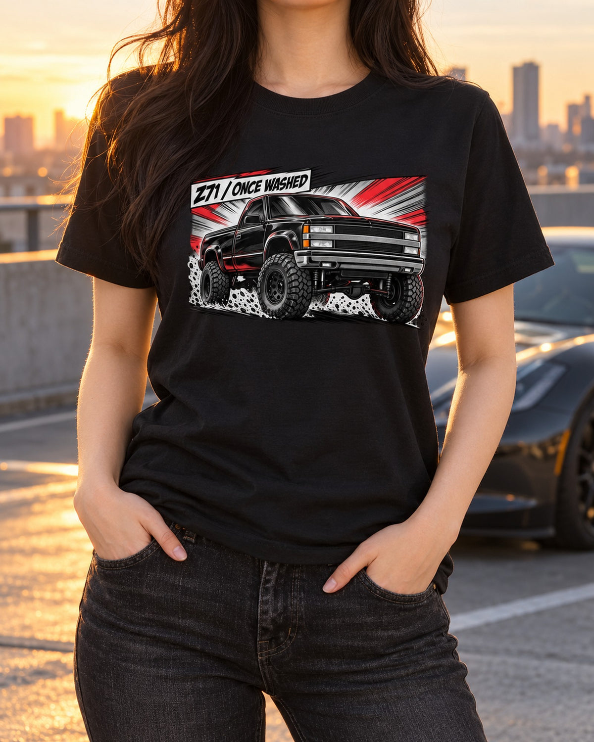 Chevrolet K1500 Z71 OBS Manga Panel Shirt, 1988-98 GMT400 Tee T-Shirt Black worn hero