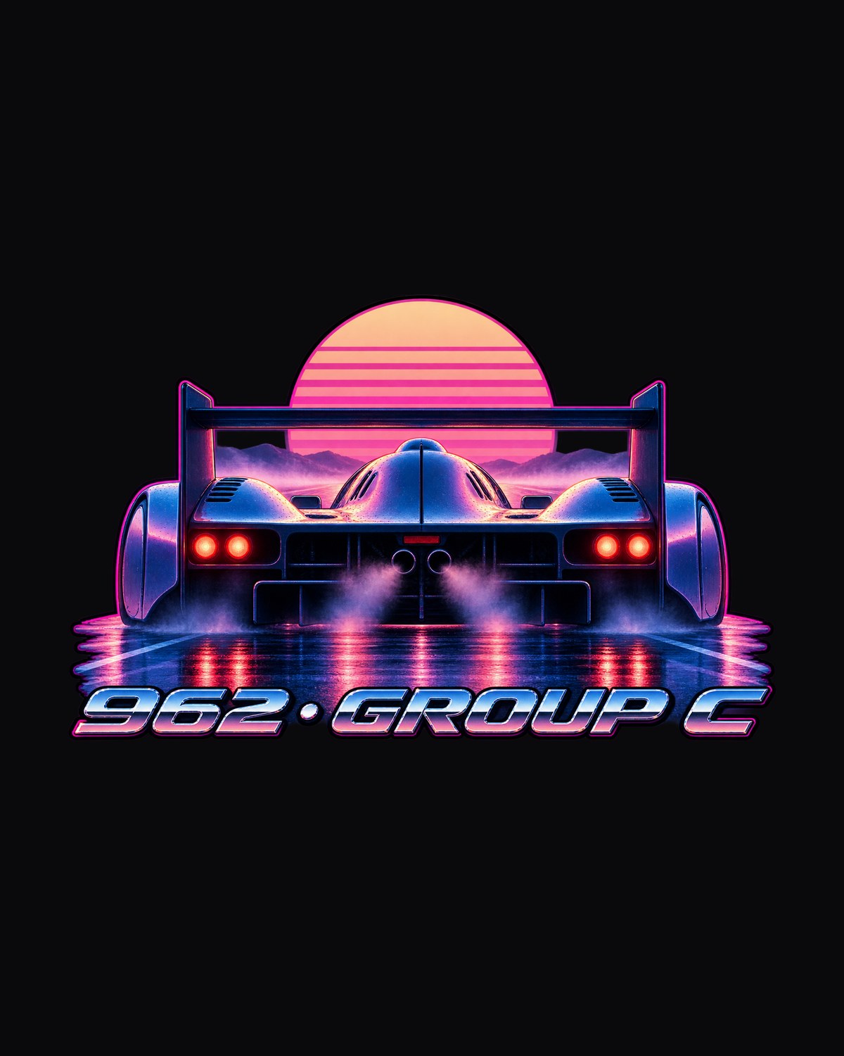 Porsche 962 Group C Long Tail Dawn Mist Synthwave Car Shirt design only