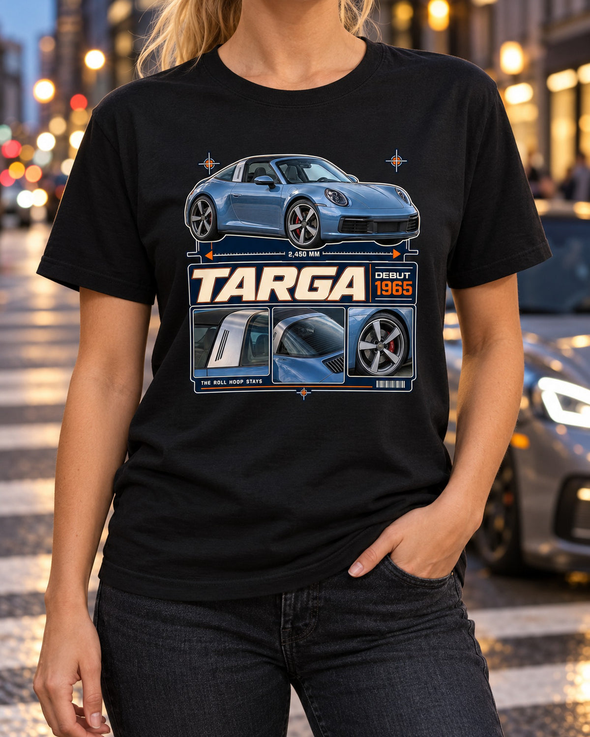 Porsche 911 Targa 4S 992 Dossier Panel Shirt, Targa Fan Gift T-Shirt Black worn hero