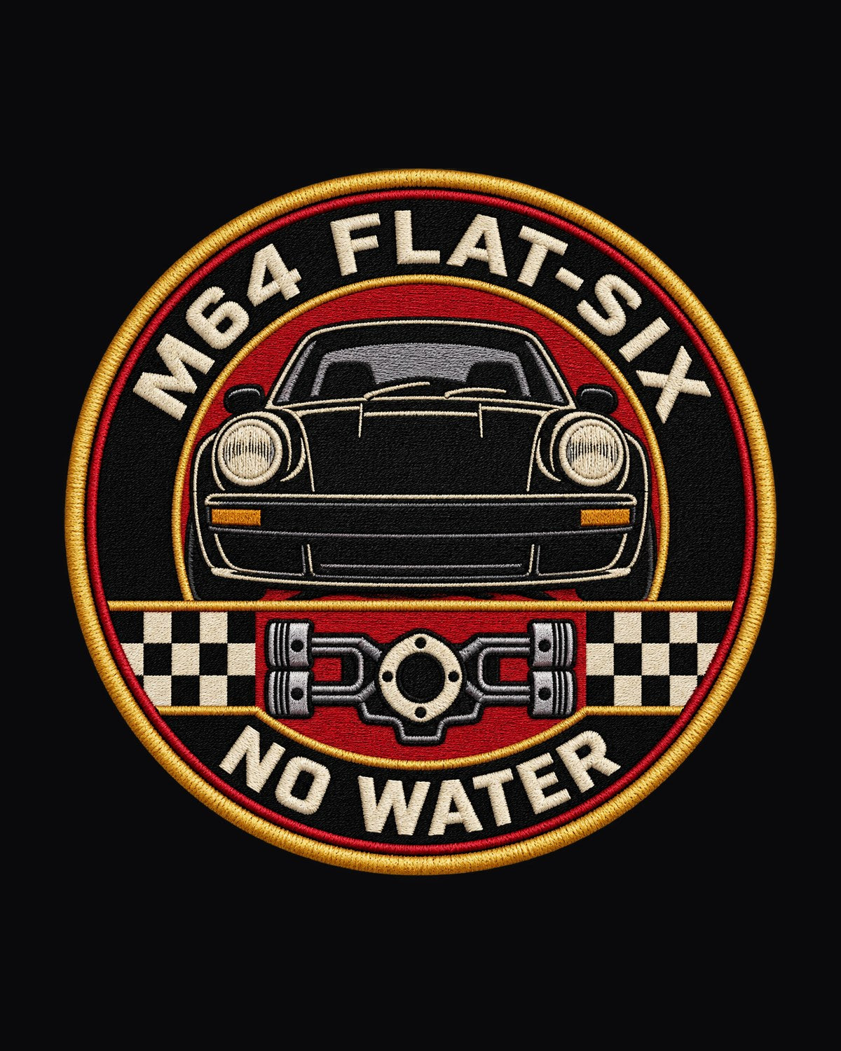 964 Porsche 911 Turbo M64 Flat-Six Round Crest Shirt design only