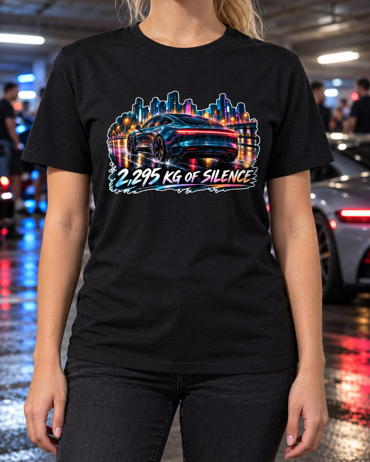 Porsche Taycan Turbo S 9J1 Rainy Night Watercolor Shirt T-Shirt Black worn hero