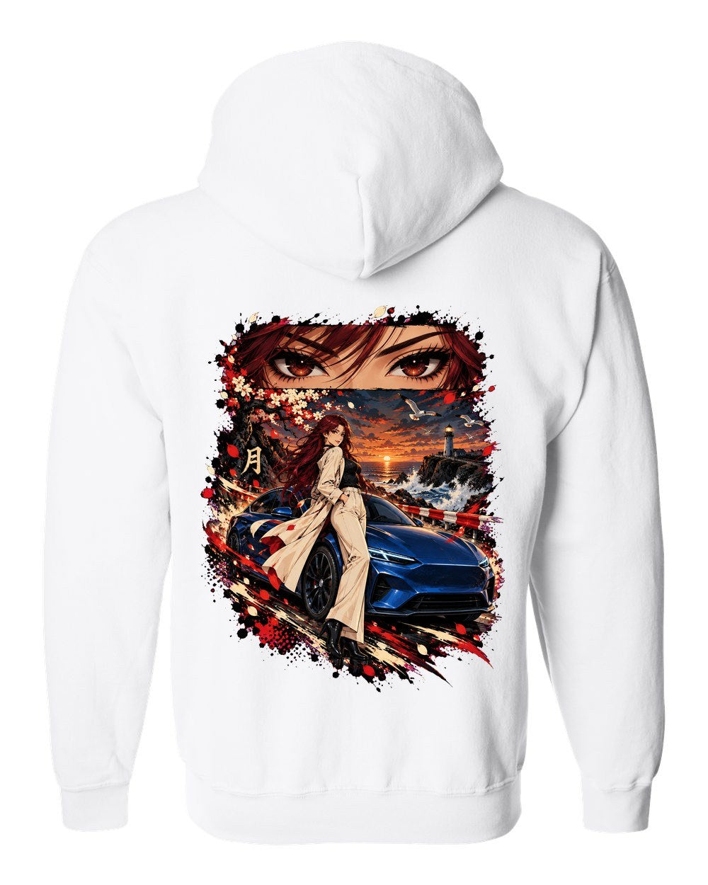 Lucid Air Sapphire Anime Girl Zip Hoodie White back