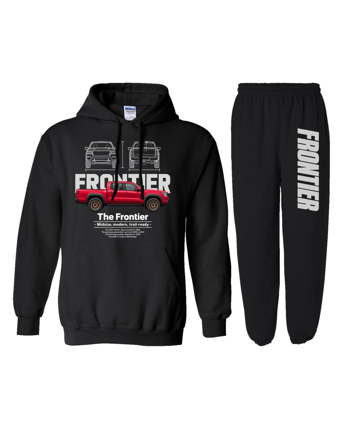 Truck Nissan Frontier Hoodie + Jogger Set black hoodie and joggers