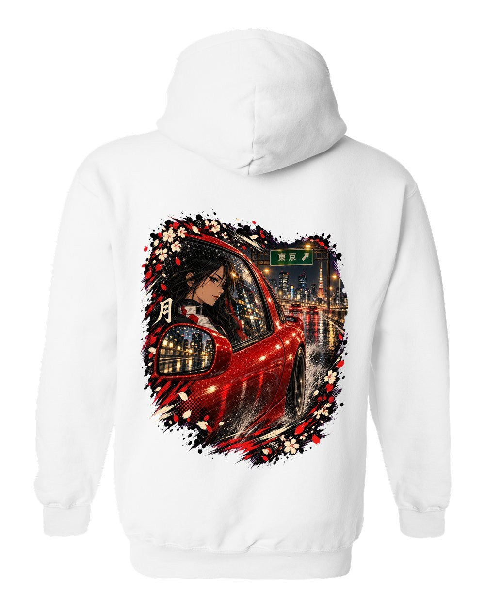 Mazda RX-7 FD Anime Girl Pull Over Hoodie White back