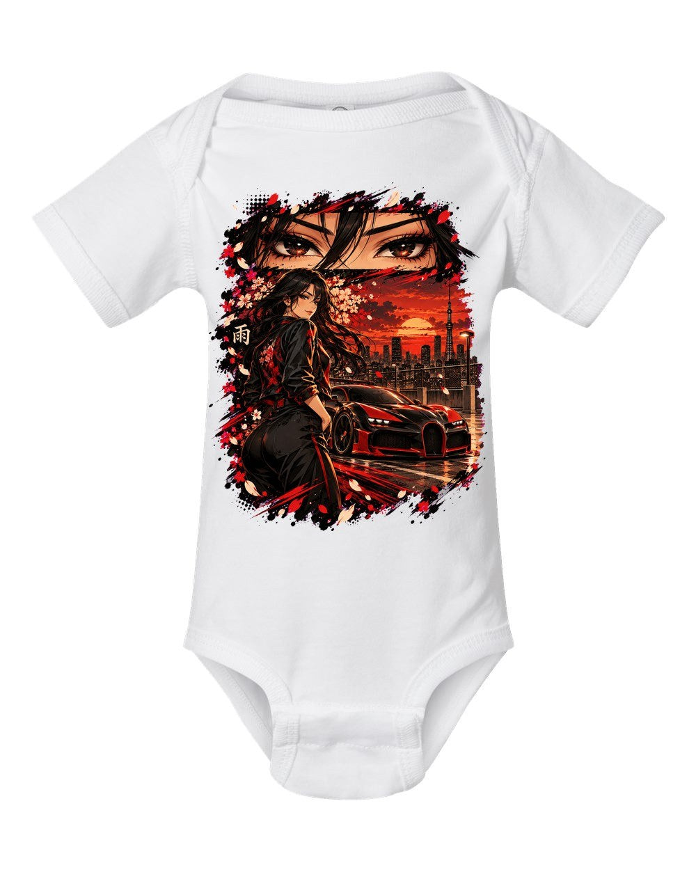 Bugatti Veyron Anime Girl Baby Onesie White front