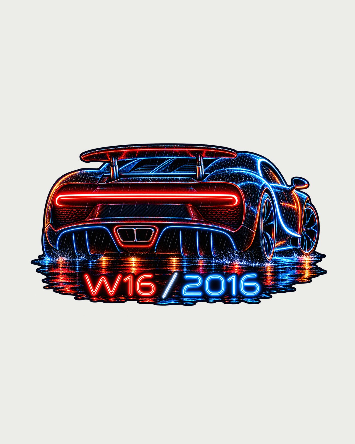 Bugatti Chiron 2016 Neon Sign Light Bar W16 print Tee design only