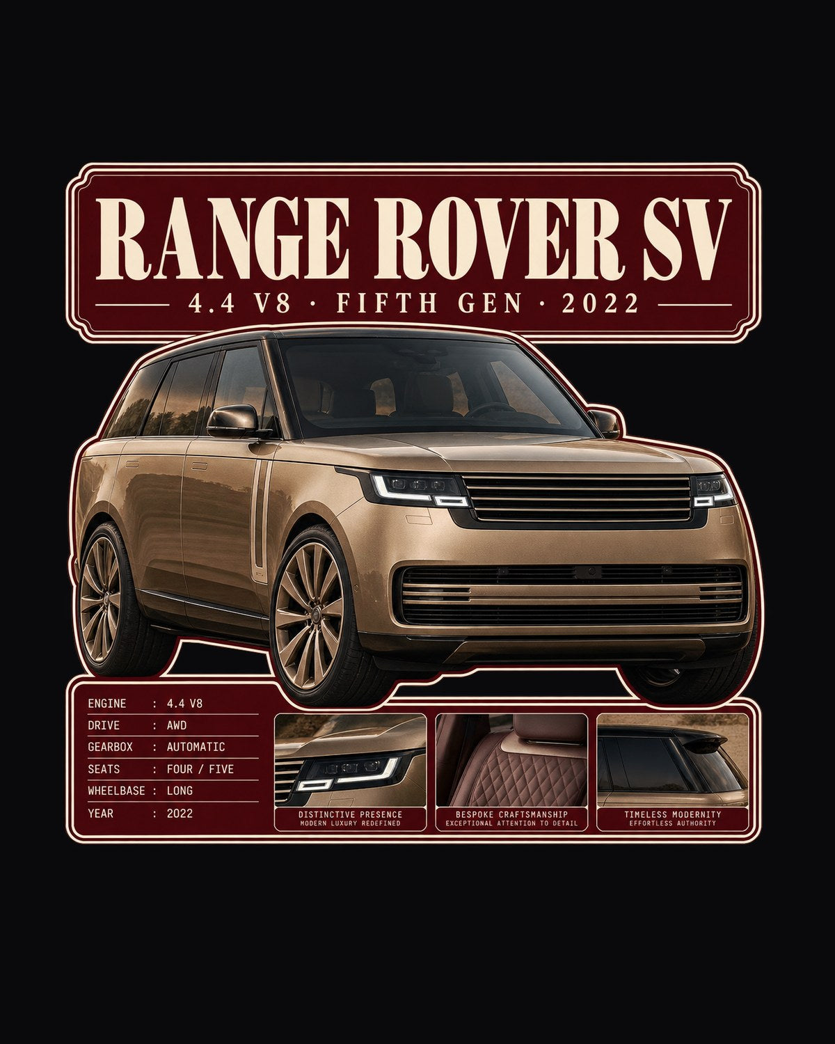 Range Rover SV L460 4.4 V8 Archive Panel Shirt, Fifth Gen design only