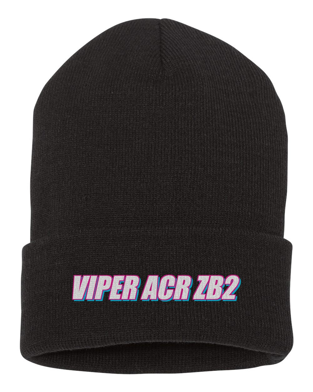 Viper Acr Zb2 black beanie front view with car name